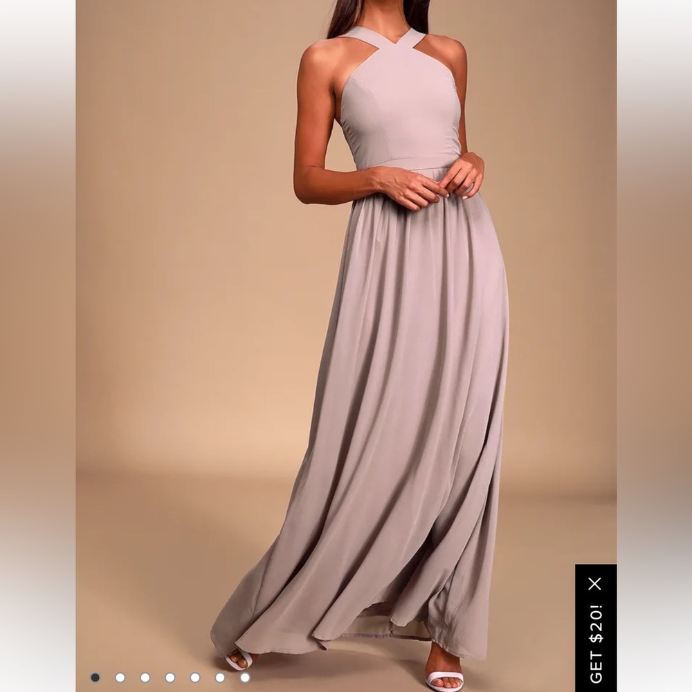NWT LULUS taupe colored formal maxi dress size xsmall